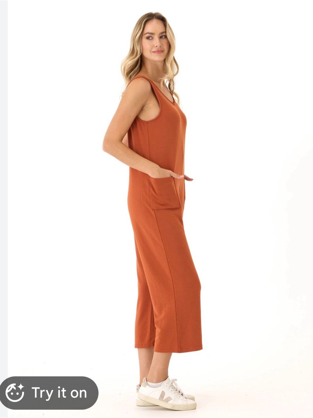 Hunter & Brown women's sleeveless, wide-leg jumpsuit linen blend size XS